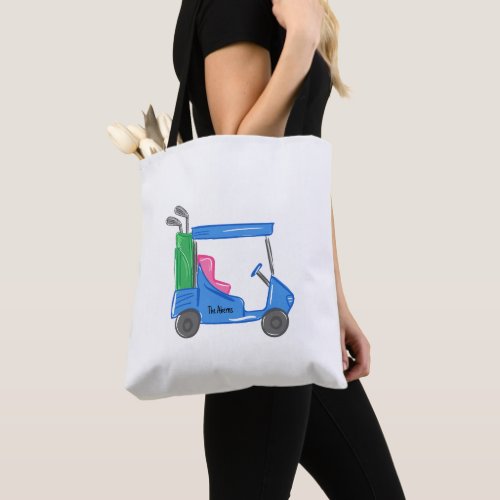 Preppy Blue Personalized Golf Cart Tote Bag
