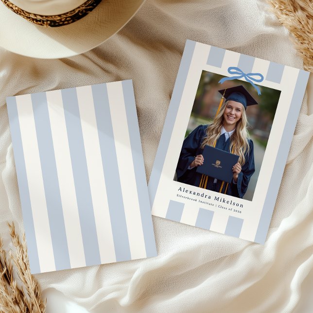 Preppy Blue Photo Graduation Announcement (Creator Uploaded)