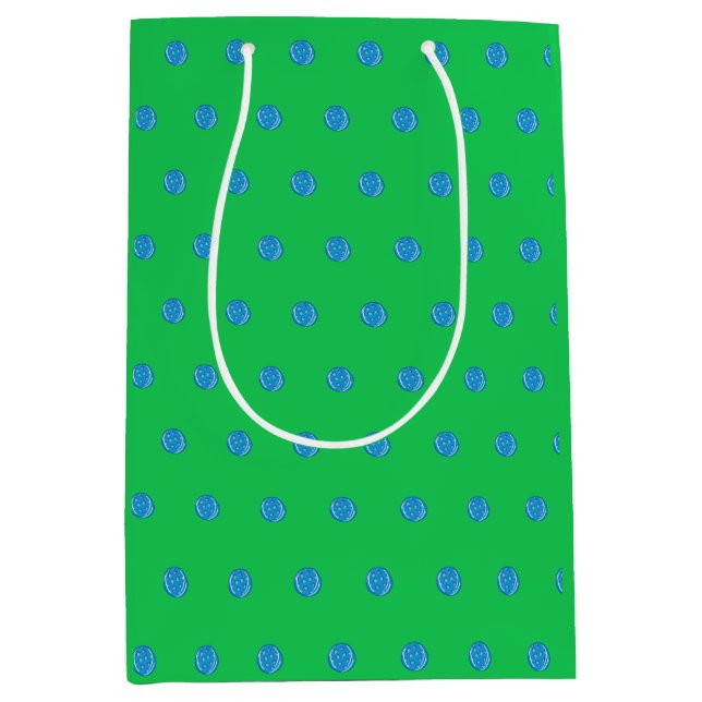 Preppy Blue Pickleball Green Initial Medium Gift Bag (Front)