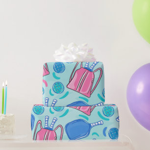 Preppy Blue Pickleball Paddles & Balls Wrapping Paper