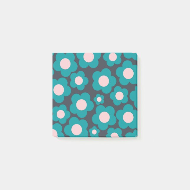 Preppy Blue Pink Hippie Flower Pattern Not Post-it Notes (Front)