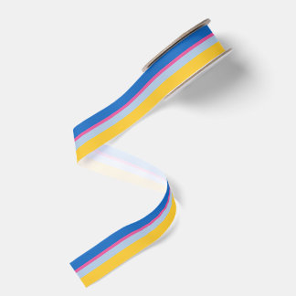 Preppy Blue Pink Yellow Striped Ribbon | Bright
