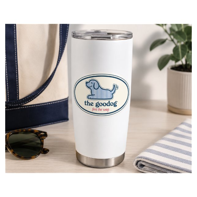 Preppy Blue Seersucker Dog Oval Sticker (Creator Uploaded)