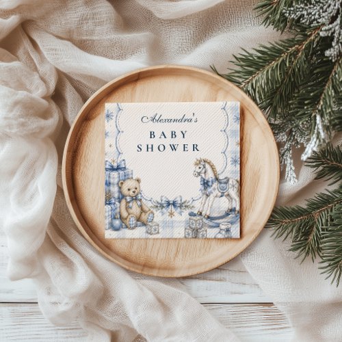 Preppy Blue Snowflake Baby Shower Napkins