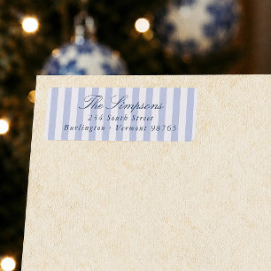 Preppy Blue Stripe Return Address Label