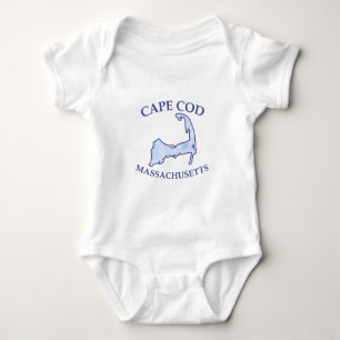 Preppy Blue Striped Cape Cod Silhouette Baby Bodysuit