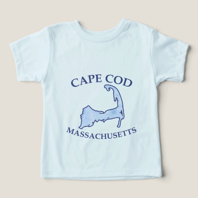 Preppy Blue Striped Cape Cod Silhouette Tri-Blend Toddler T-shirt (Design Front)