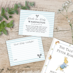 Preppy Blue Tennis Baby Shower Book Request Enclosure Card