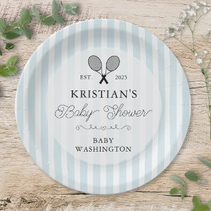 Preppy Blue Tennis Country Club Baby Shower Paper Plates