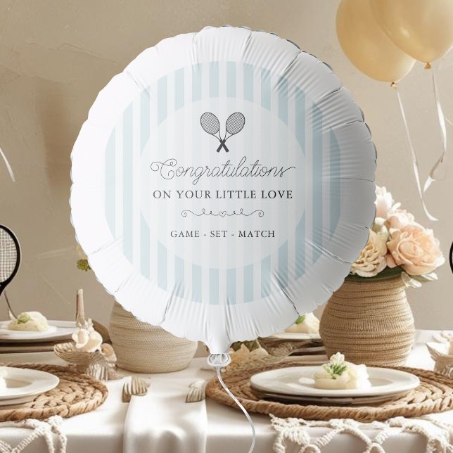 Preppy Blue Tennis Theme Chic Baby Shower Balloon (blue striped preppy baby shower tennis theme balloon)