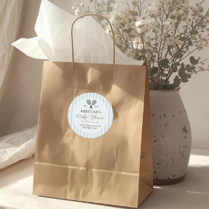 Preppy Blue Tennis Theme Chic Baby Shower Classic Round Sticker