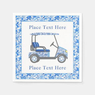 Preppy Blue & White Flowers Golf Cart Napkins