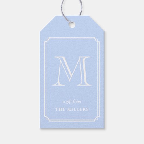 Preppy Blue & white Monogram Gift Tags
