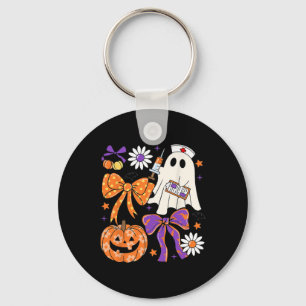 Preppy Boho Floral Nurse Ghost Coquette Bow Hallow Keychain