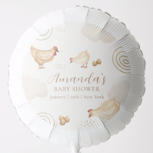 Preppy Boho Little Chick Hatching Soon Baby Shower Balloon