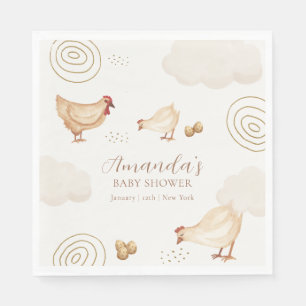 Preppy Boho Little Chick Hatching Soon Baby Shower Napkins
