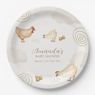 Preppy Boho Little Chick Hatching Soon Baby Shower Paper Plates