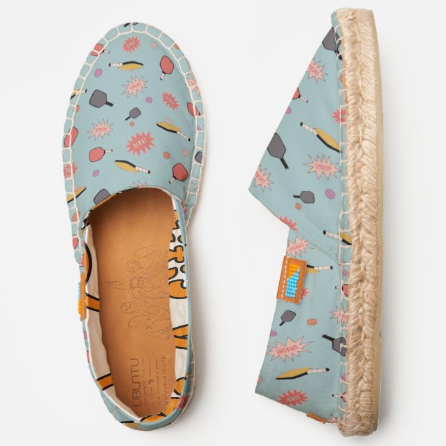 Preppy Bold Pickleball! Colorful Pattern in Blue Espadrilles (Side)