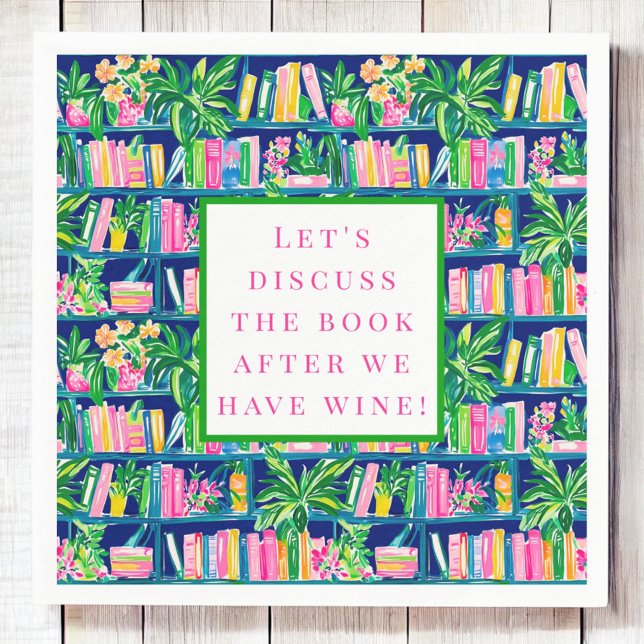 Preppy Book Club Funny Wine Navy Napkins (Creator Uploaded)