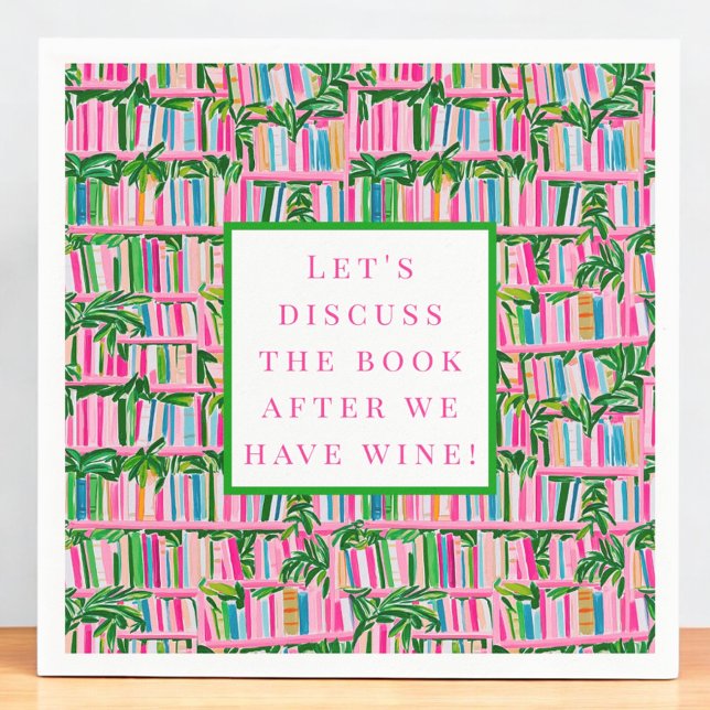 Preppy Book Club Funny Wine Pink Napkins (Creator Uploaded)