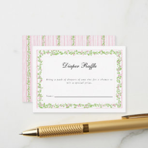 Preppy Botanical Pink Bow Crest Monogram Enclosure Card