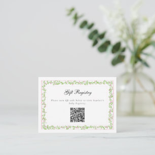 Preppy Botanical Pink Bow Crest Monogram  Enclosure Card