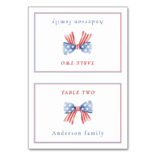 Preppy Bow 4th of July BBQ Foldable Name Card