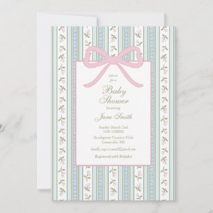 Preppy Bow Baby Shower Invitation   Floral