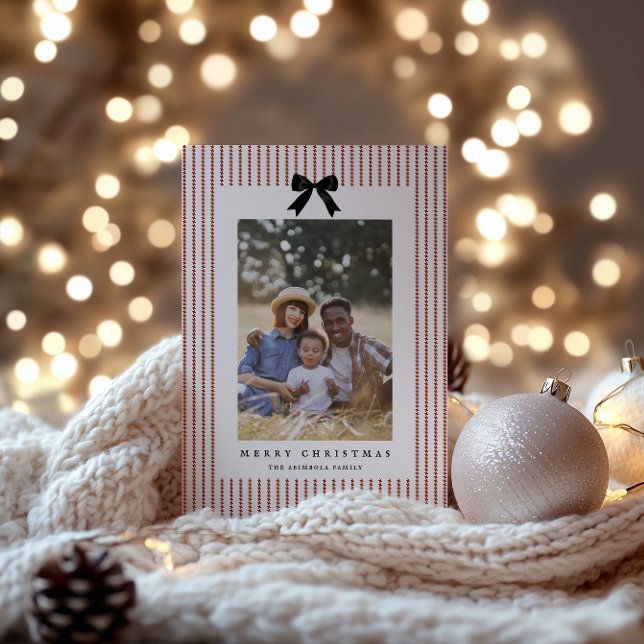 Preppy Bow Photo Holiday Card (Creator Uploaded)