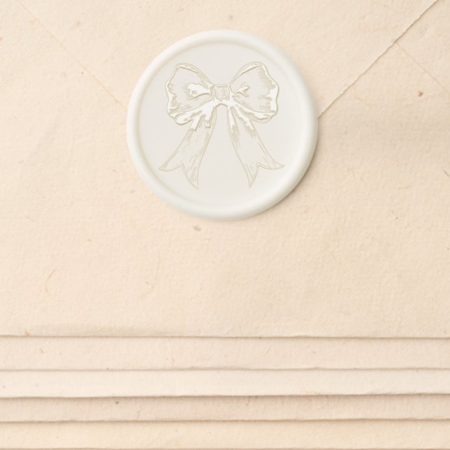 Preppy Bow Ribbon Romantic Whimsical Wedding Wax Seal Sticker (Front)