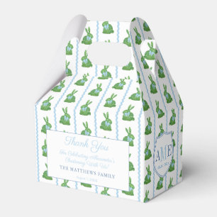 Preppy Boxwood Bunny RicRac Boy Christening Party Favor Boxes