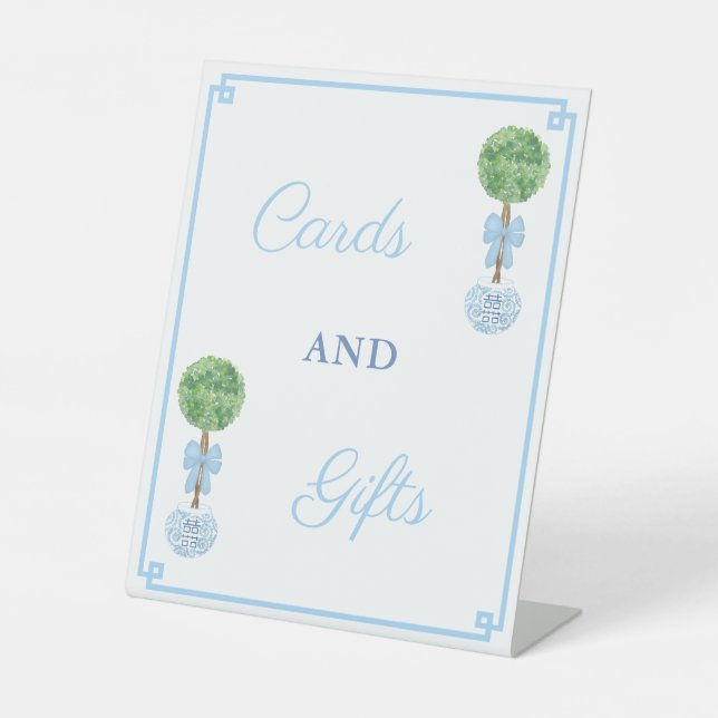 Preppy Boxwood Cards And Gifts Boy Baby Shower Pedestal Sign (Front)