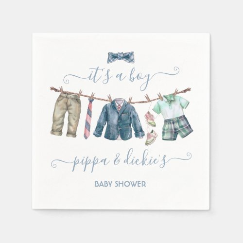 Preppy boy clothesline Baby Shower Napkins