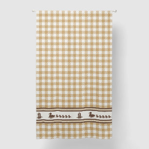 Preppy Boys Duck Gingham Pattern in Khaki Blackout Curtains