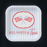 Preppy Boys Red White & Two Patriotic Birthday Paper Plates<br><div class="desc">Preppy Boys Red White & Two Patriotic Birthday paper plates.</div>