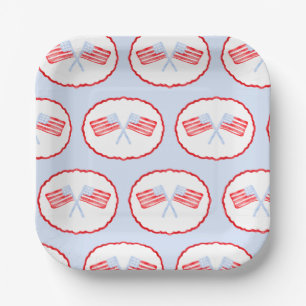 Preppy Boys Red White & Two Patriotic Birthday Paper Plates