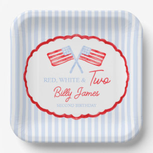 Preppy Boys Red White & Two Patriotic Birthday Paper Plates