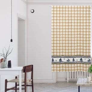 Preppy Boys Sailboat Gingham in Navy & Khaki Blackout Curtains