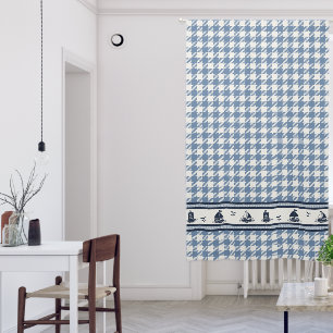 Preppy Boys Sailboat Gingham in Navy & Smoke Blue Blackout Curtains