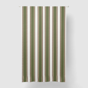 Preppy Boys Ticking Stripe Brown Army Green Khaki Blackout Curtains