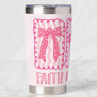 Preppy Breast Cancer Faith over Fear Insulated Tumbler
