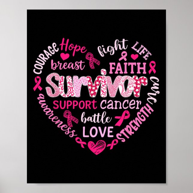 Preppy Breast Cancer Fight Support Hope Strength P Poster (Front)