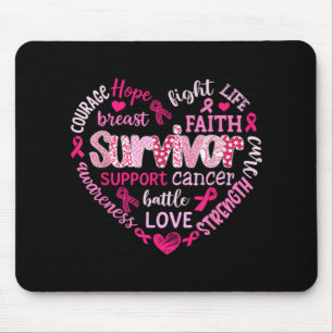 Preppy Breast Cancer Fight Suprt Hope Strength P Mouse Pad