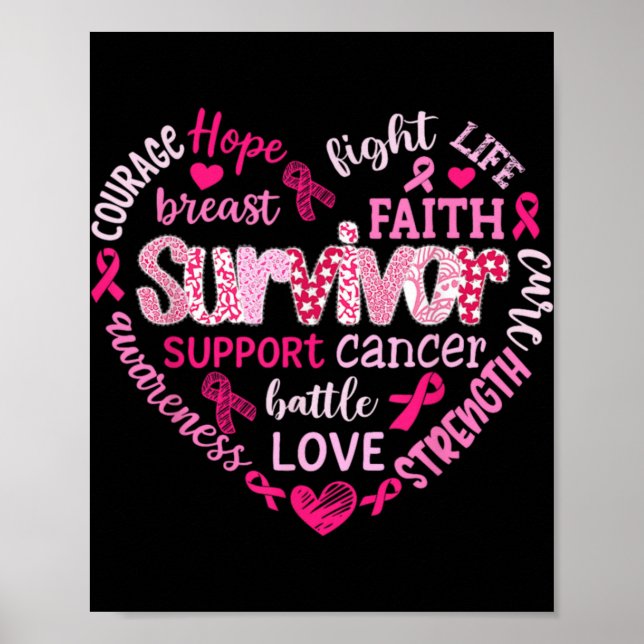 Preppy Breast Cancer Fight Suprt Hope Strength P  Poster (Front)