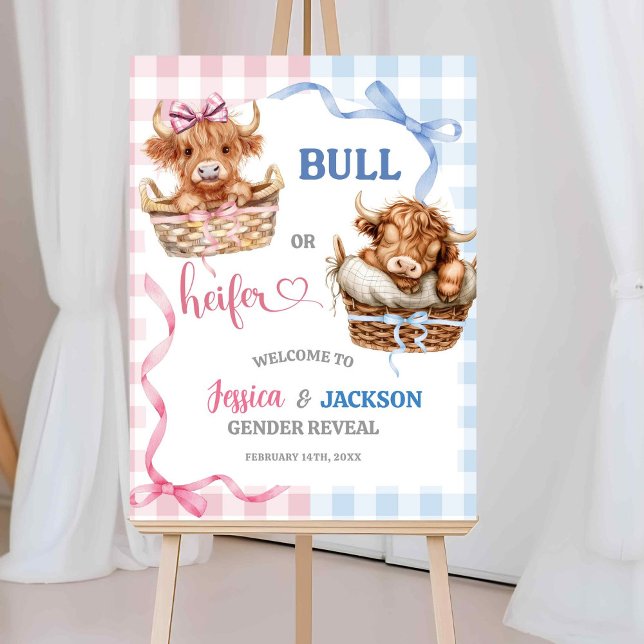 Preppy Bull or Heifer Gender Reveal Welcome Poster (Creator Uploaded)