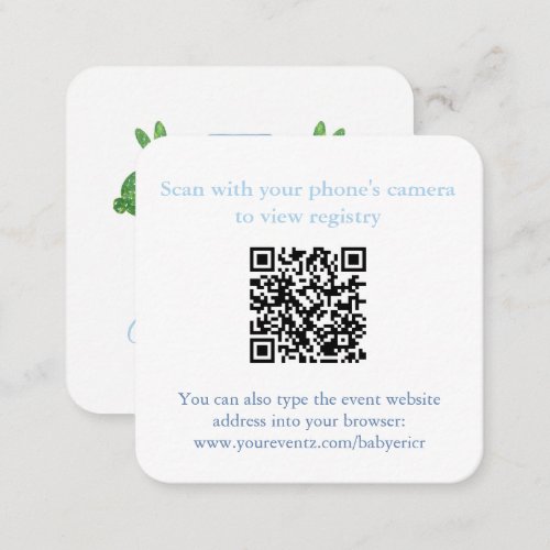 Preppy Bunny Monogram QR Code Baby Shower Registry Enclosure Card