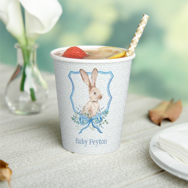 Preppy Bunny Personalized Baby Shower Paper Cups (Insitu)