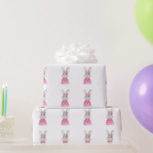 Preppy Bunny Rabbit Bow Wrapping Paper
