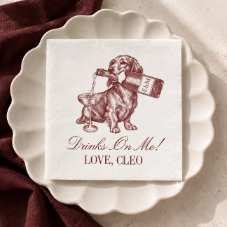 Preppy Burgundy Dachshund Wedding Napkins