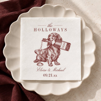 Preppy Burgundy Dachshund Wedding Napkins